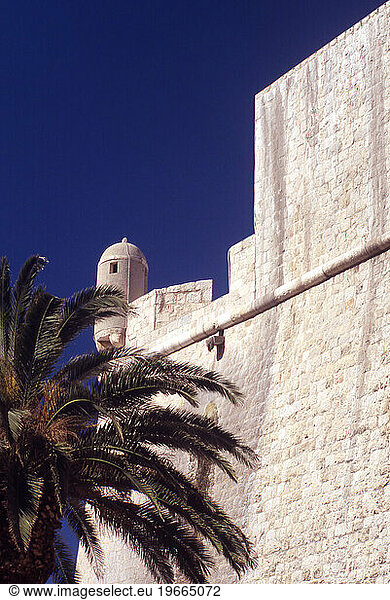 Fortress wall and Turret. Dubrovnik Old City. Croatia.