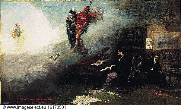 Fortuny y Carbo  Mariano 1838–1874.“Fantasy on Faust   1866.Oil on canvas  40 × 69cm.Madrid  Museo del Prado.