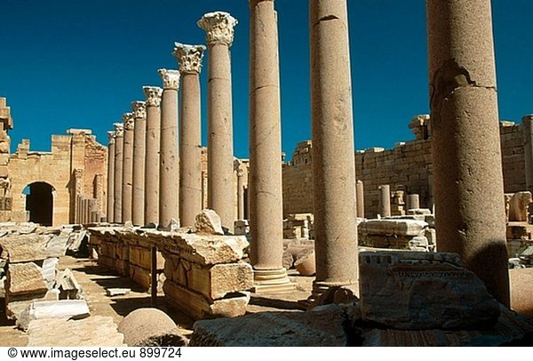 Forum Romanum. Leptis Magna. Libyen