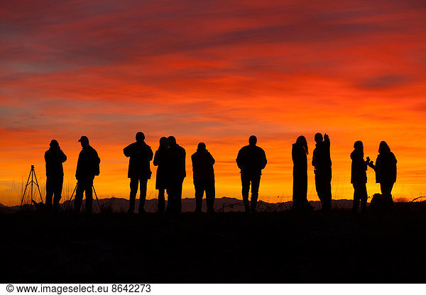 Fotografen bei Sonnenuntergang  Skagit Flats  Washington