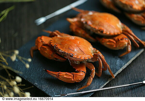 Fotos von gedünsteten Krabben Essen