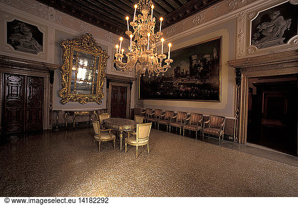 Four seasons drawing room  Palazzo Mocenigo museum  Venice  Veneto  Italy