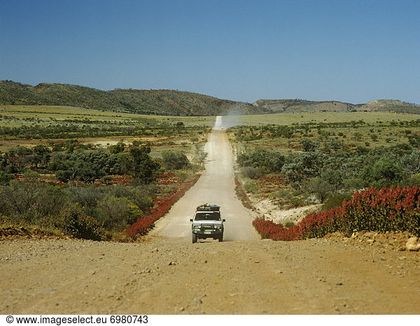 Four Wheel Drive on Gravel Road  Gammon Ranges  Flinders Ranges National Park  South Australia  Australia