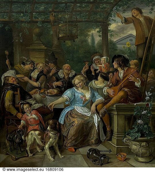 Fröhliche Gesellschaft auf einer Terrasse  Jan Steen  um 1670  Metropolitan Museum of Art  Manhattan  New York City  USA  Nordamerika.