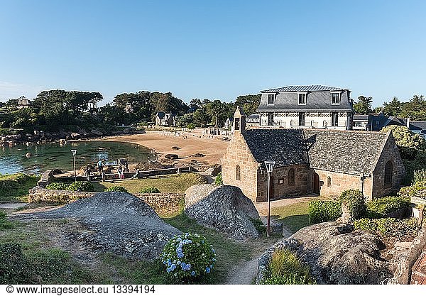 France,  Cotes d'Armor,  Cote de Granit Rose (Pink Granite Coast),  Perros Guirec,  Ploumanac'h,  chapel Saint Guirec