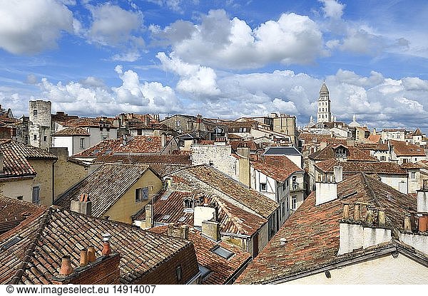 France,  Dordogne,  White Perigord,  Perigueux,  view from the Mataguerre tower over the rooftops of the old town and Saint Front Cathedral,  stop on Route of Santiago de Compostela listed as World Heritage by UNESCO