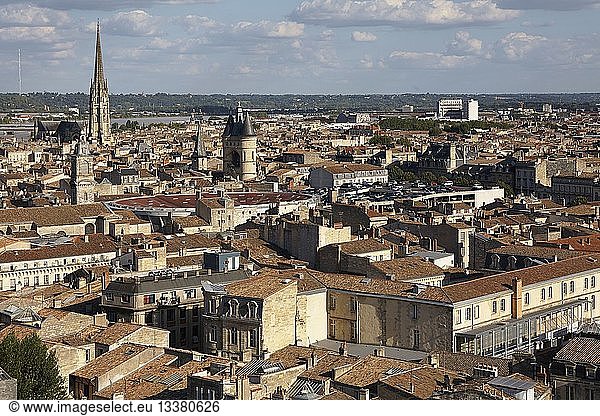 France,  Gironde,  Bordeaux,  area listed as World Heritage by UNESCO,  old town seen from the top of Pey Berland tower,  Basilica of Saint Michael,  Saint Eloi church and Grosse cloche