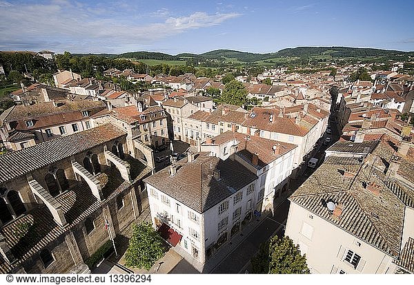 France,  Saone et Loire,  Cluny,  city view from cheeses tower