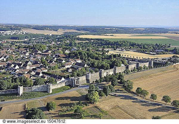 France,  Seine et Marne,  Provins,  listed as World Heritage by UNESCO,  the upper town and the ramparts (aerial view)