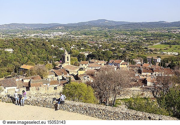 France,  Var,  Grimaud,  the old village seen since the ruins of the castle