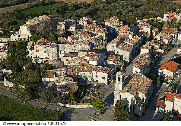 France  Alpes de Haute Provence  Luberon  Vacheres (aerial view)