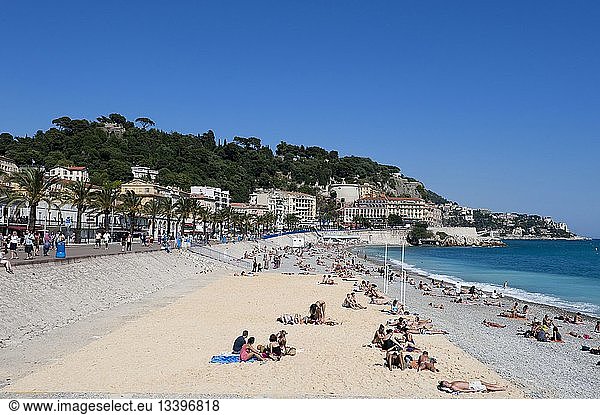 France  Alpes Maritimes  Nice  Promenade des Anglais and the Tower Bellanda beach