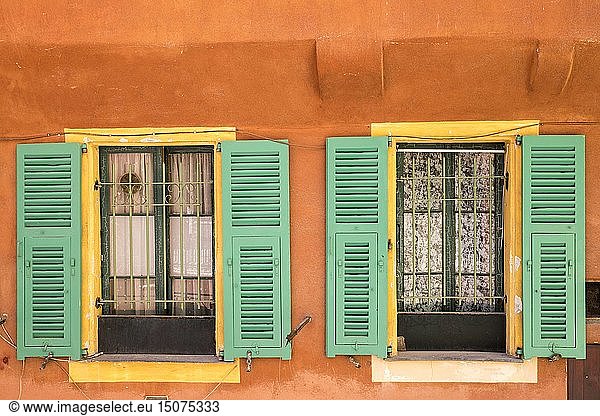 France  Alpes Maritimes  Nice  windows and shutters of a house in the Vieux Nice district