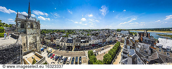 France  Amboise  view to Chapel of St Hubertus and the old town from above
