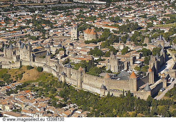 France  Aude  Carcassonne  Medieval city listed as World Heritage by UNESCO (aerial view)