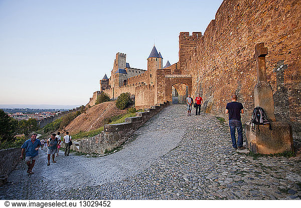 France  Aude  Carcassonne  medieval town listed as World Heritage by UNESCO  the Porte d'Aude