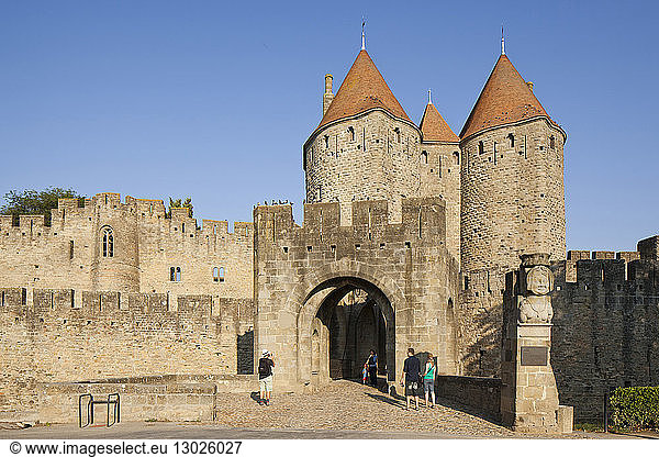 France  Aude  Carcassonne  medieval town listed as World Heritage by UNESCO  The Porte Narbonnaise