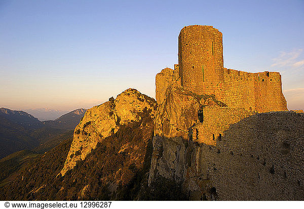 France  Aude  Peyrepertuse  the ruins of Cathar castle built in 12th century