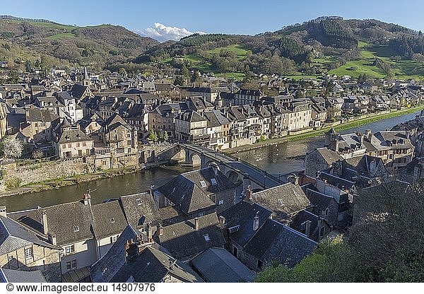 France  Aveyron  Saint Geniez Olt  Medieval village on the banks of the Lot