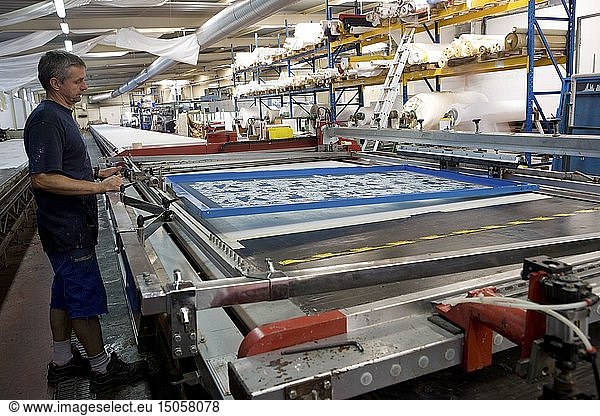 France  Bouches du Rhone  Saint Etienne du Gres  Les Olivades printing on fabrics  printing workshop
