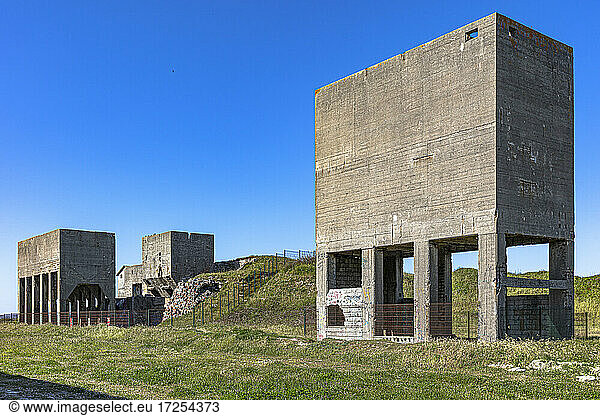 France  Bretagne  Abandoned concrete buildings in landscape