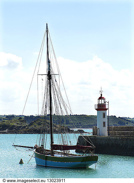 France  Bretagne  feature : the racy Bretagne of Olivier Roellinger  boat in the port of Saint-Malo