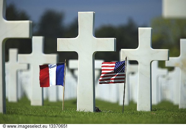 France  Calvados  Colleville sur Mer  Alignments graves in the Memorial Cemetery in Colleville sur Mer