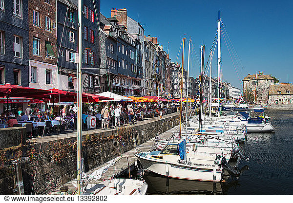 France  Calvados  Honfleur  many restaurants around the old harbour