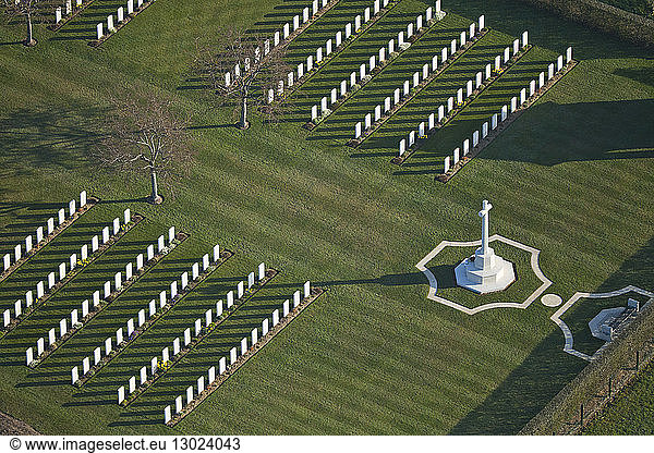 France  Calvados  Saint Desir  cemeteries of St Desir de Lisieux  british cemetery containing the remains of 598 Commonwealth soldiers (aerial view)