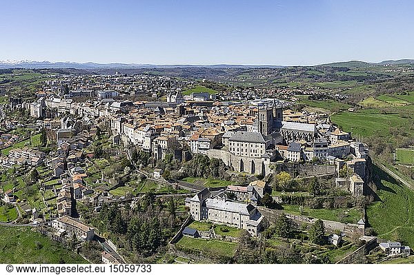 France  Cantal  Saint Flour (aerial view)