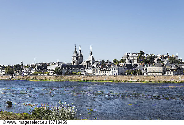 France  Centre-Val de Loire  Blois  Clear sky over riverside city in Loire Valley