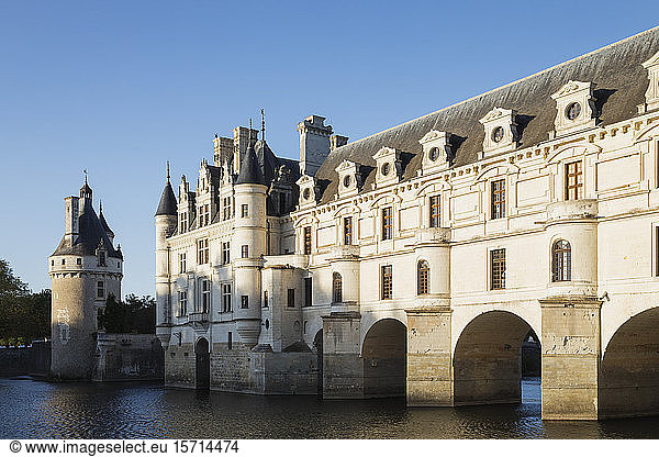 France  Centre-Val de Loire  Chenonceaux  Clear sky over Chateau de Chenonceau