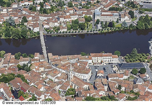 France  Charente  Confolens  the town on la Vienne river (aerial view)
