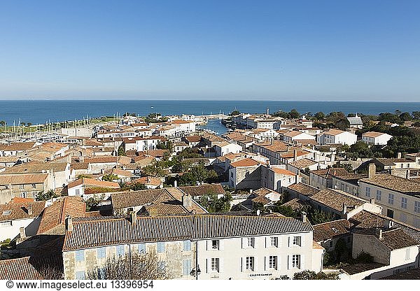 France  Charente Maritime  Ile de Re  Saint Martin de Re  panoramic view from the bellfry of Saint Martin church