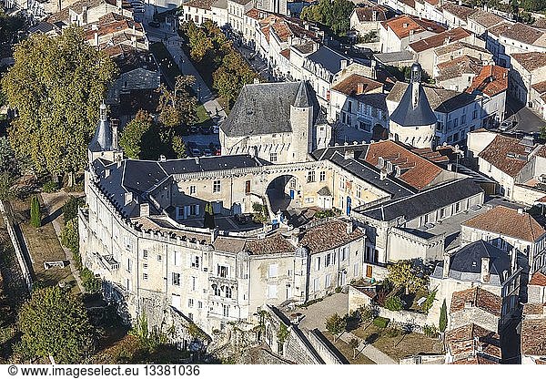 France Charente Maritime Jonzac the castle (aerial view)