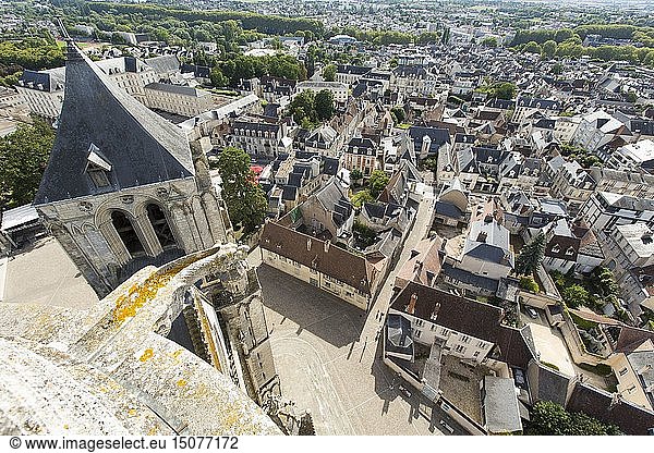 France  Cher  Bourges  high angle view of the city from the top of Saint Etienne cathedral listed as World Heritage by UNESCO