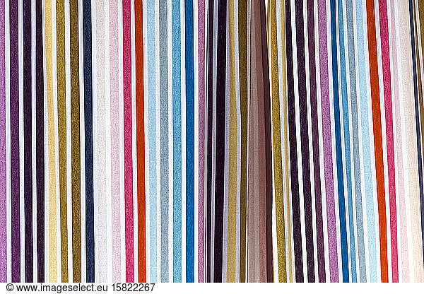 France  Close-up of colorful striped curtain