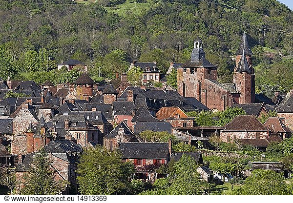 France  Correze  Collonges la Rouge  labelled Les Plus Beaux Villages de France (The Most Beautiful Villages of France)  village built in red sandstone