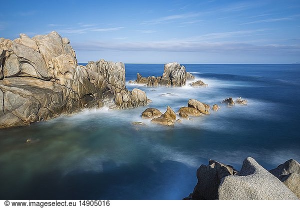 France  Corse du Sud  Belvedere Campomoro  waves on rocks sculptured by the erosion