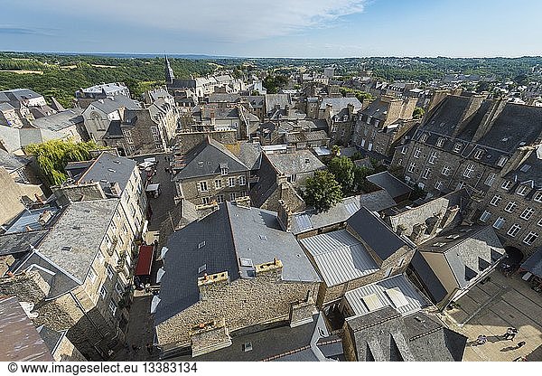 France  Cotes d'Armor  Dinan  panorama over the old town from the Clock Tower  15th century belfry  45 meters high