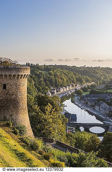 France  Cotes d'Armor  Dinan  panoramic view from the castle walls  view over Dinan harbour and Rance river