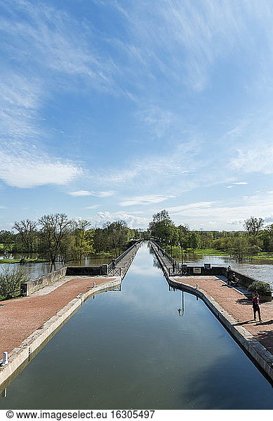 France  Departement Saone-et-Loire  Digoin  canal bridge  Loire river  Canal lateral a la Loire