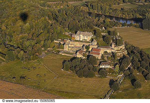 France  Dordogne  Vezac  Park and castle of Marqueyssac dated 18 th. century (aerial view)