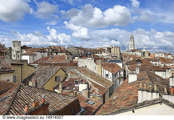 France Dordogne White Perigord Perigueux view from the Mataguerre tower over the rooftops of the old town and Saint Front Cathedral stop on Route of Santiago de Compostela listed as World Heritage by UNESCO