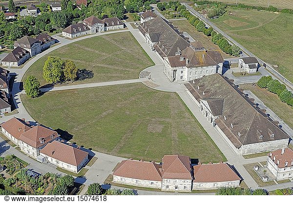 France  Doubs  Arc et Senans  royal saltworks of Arc et Senans  listed as World Heritage by UNESCO (aerial view)