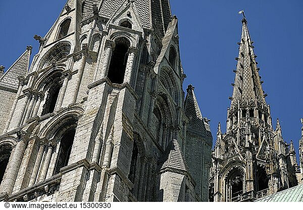 France  Eure et Loir  Chartres  Notre Dame cathedral listed as World Heritage by UNESCO  the towers