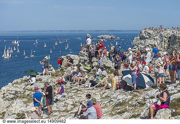 France  Finistere  Brest  Brest 2016 International Maritime Festival  large gathering of traditional boats from around the world  every four years for a week  race between Brest and Douarnenez  view from the Pointe de Pen Hir