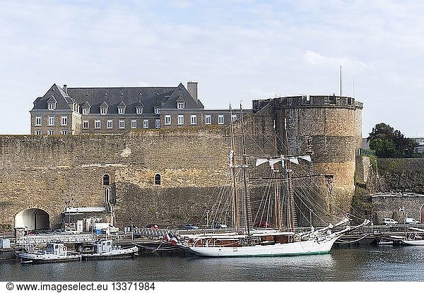 France  Finistere  Brest  the castle and ship boat in front