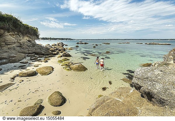 France Finistere Fouesnant the beaches and coastline of the east coast of Beg Meil