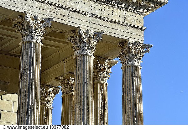 France  Gard  Nimes  Maison Carree  old Roman Temple of the 1st century BC  Contemporary Art museum